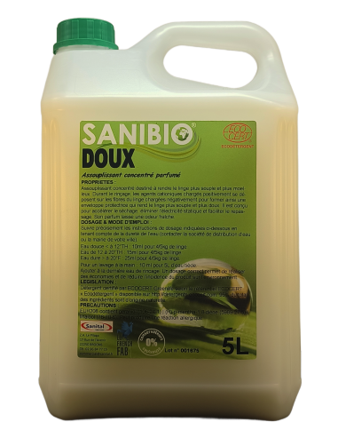 Assouplissant concentré parfumé écodétergent Ecocert en bidon de 5 litres
