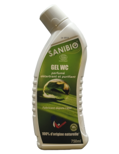 Gel wc parfumé détartrant et purifiant ecodétergent ecocert en flacon incliné de 750ml